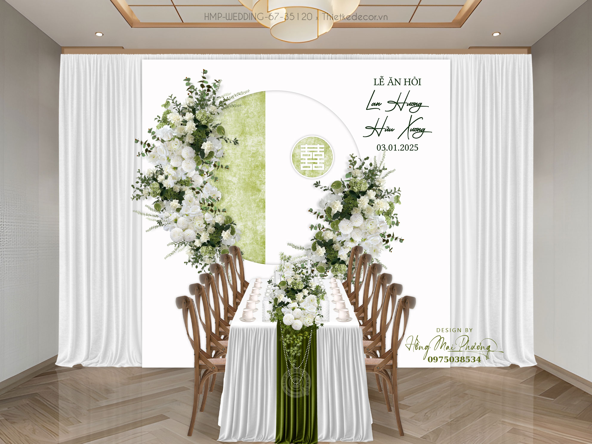 Gia tiên tone xanh cốm tinh giản